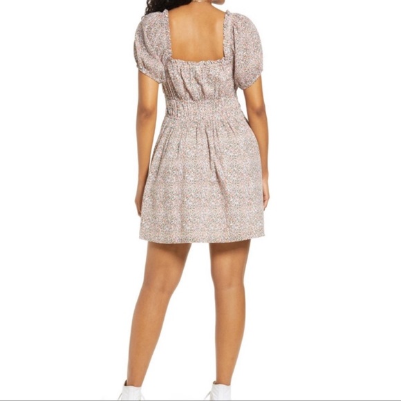 Urban Outfitters BP Floral Peasant Puff Sleeve Mini Dress Size Large - Picture 3 of 16